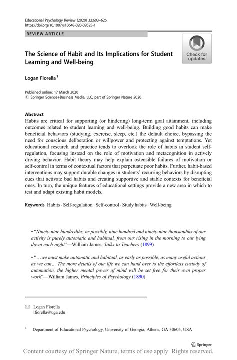 The Science of Habit and Its Implications for Student  .